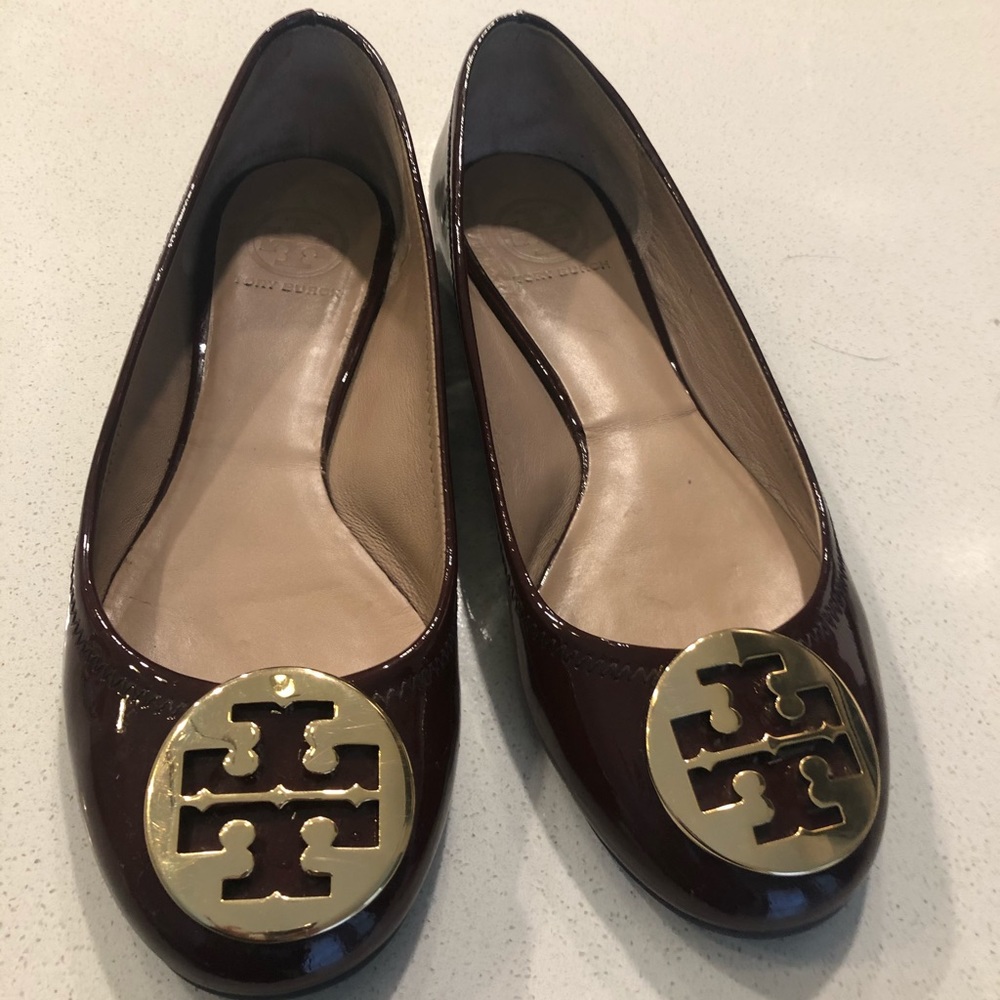 Burgundy Tory Burch Flats - Size 8 1/2